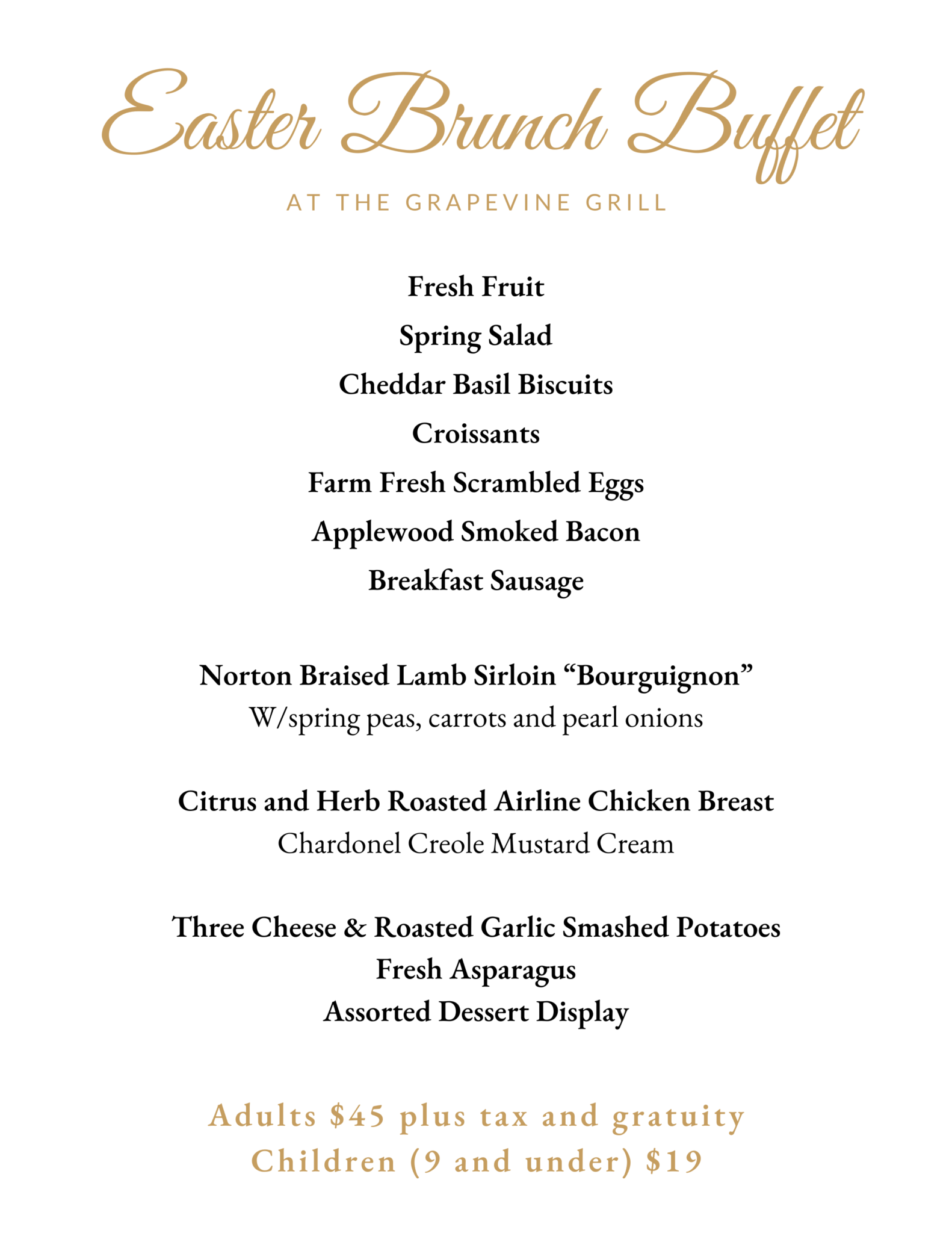 hotel bethlehem easter brunch menu